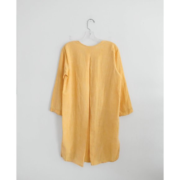 Humanoid Warm Yellow Linen Shift Dress est. Medium Large - Picture 8 of 8